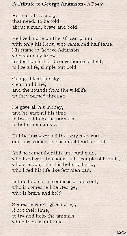 Tribute To George Adamson